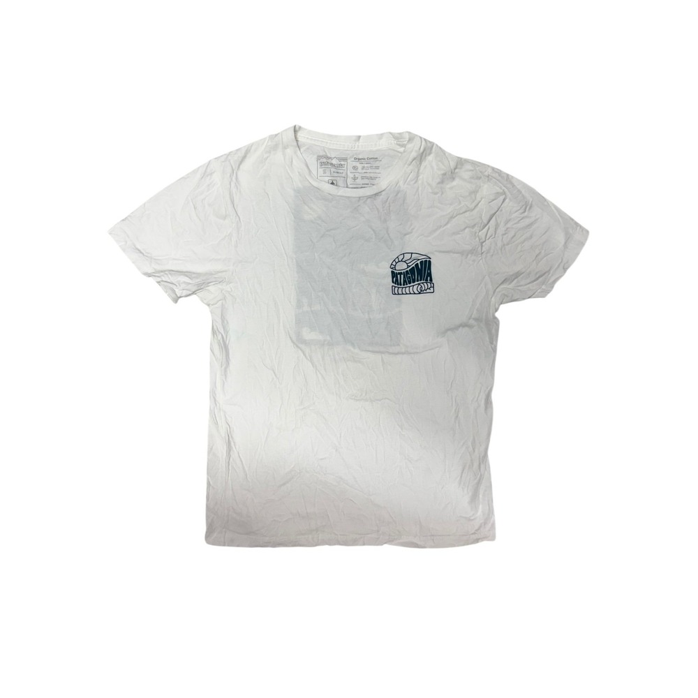 Patagonia Men's S‎ Slim Fit Organic Cotton T-Shirt White Wave Logo Graphic Tee